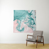 Abstract schilderij, marmeren effect, turquoise ro wandkleed (In Situ (horizontaal))