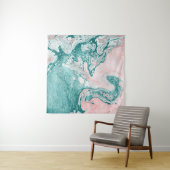 Abstract schilderij, marmeren effect, turquoise ro wandkleed (In situ)