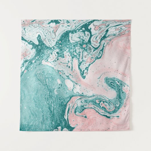 Abstract schilderij, marmeren effect, turquoise ro wandkleed (Voorkant)
