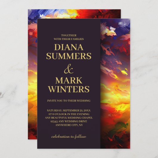 Abstract schilderij met een kleurrijke lucht. Brui Kaart (Voorkant / Achterkant)