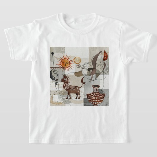 Abstract schilderij met etnische elementen t-shirt (Laagn)