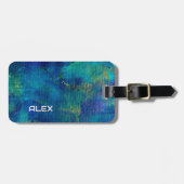 Abstract Schilderij op Canvas – Parelmoer Blauwe T Bagagelabel (Voorkant horizontaal)