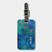 Abstract Schilderij op Canvas – Parelmoer Blauwe T Bagagelabel (Voorkant verticaal)