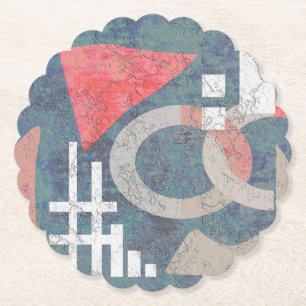 Abstract schilderij  oud blauw koraal abstracti kartonnen onderzetters