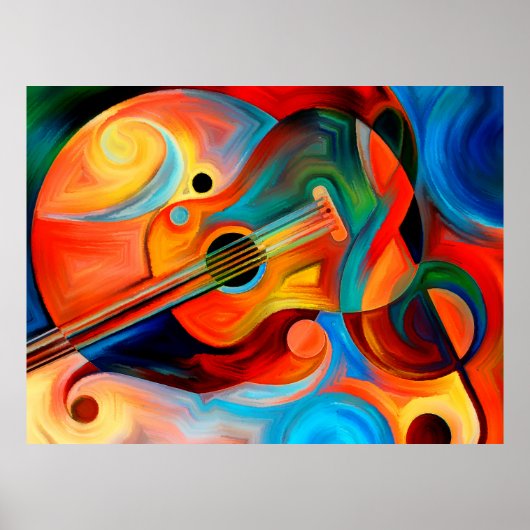 Abstract schilderij over muziek en ritten poster (Voorkant)