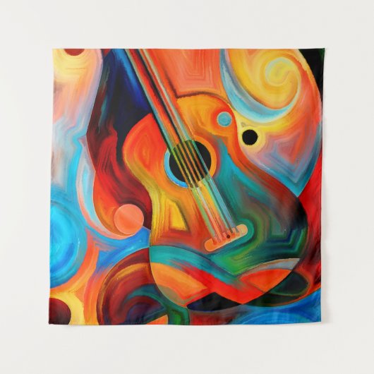 Abstract schilderij over muziek en ritten wandkleed (Voorkant (horizontaal))