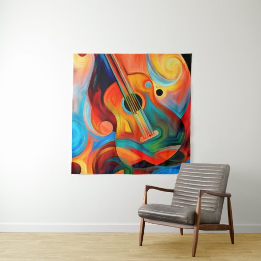 Abstract schilderij over muziek en ritten wandkleed (In Situ (horizontaal))