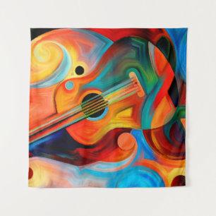Abstract schilderij over muziek en ritten wandkleed