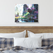 Abstract schilderij Premium Wrapped Canvas (Glans) Afdruk (Insitu (Slaapkamer))