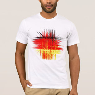 Abstract Schilderij   Retro Rood Zwart Geel T-shirt