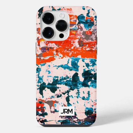 Abstract Schilderij Rood Blauw Wit Monogram Funk iPhone Hoesje (Achterkant)