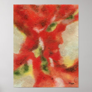 Abstract schilderij rood oranje geel textuur poster