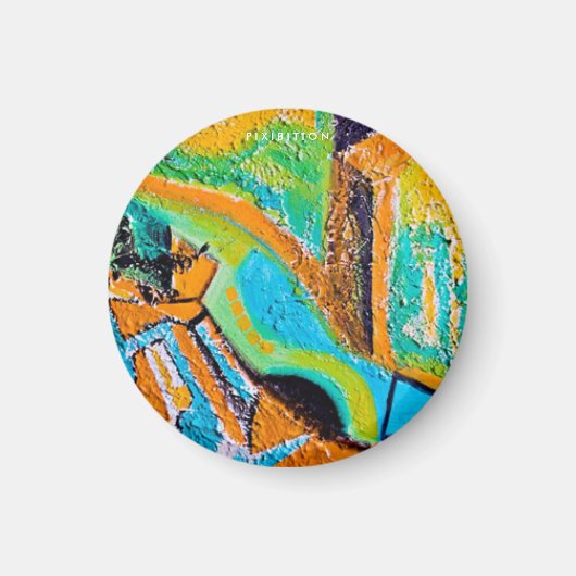Abstract schilderij (textuur) ronde magneet (Voorkant)
