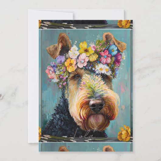 Abstract schilderij van Airedale Terrier Feestdagenkaart (Voorkant)