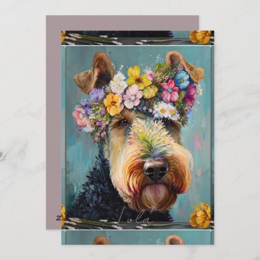 Abstract schilderij van Airedale Terrier Feestdagenkaart (Voorkant / Achterkant)