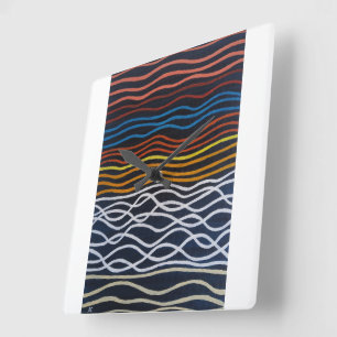 Abstract schilderij van de zeekant door Alfred Fox Vierkante Klok