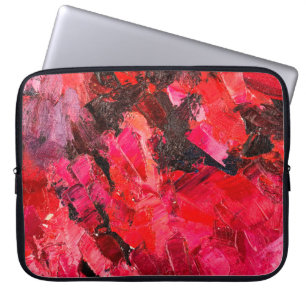 Abstract schilderij van donkerrode olie op doek. laptop sleeve