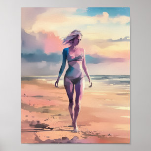 Abstract schilderij van een vrouw poster
