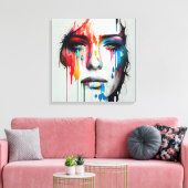 Abstract schilderij van een vrouwengezicht, canvas (Insitu (Woonkamer))