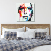 Abstract schilderij van een vrouwengezicht, canvas afdruk (Insitu (Slaapkamer))