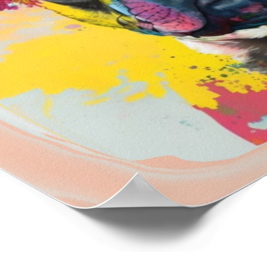 Abstract schilderij van floral French Bulldog Poster (Hoek)