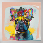 Abstract schilderij van floral French Bulldog Poster (Voorkant)