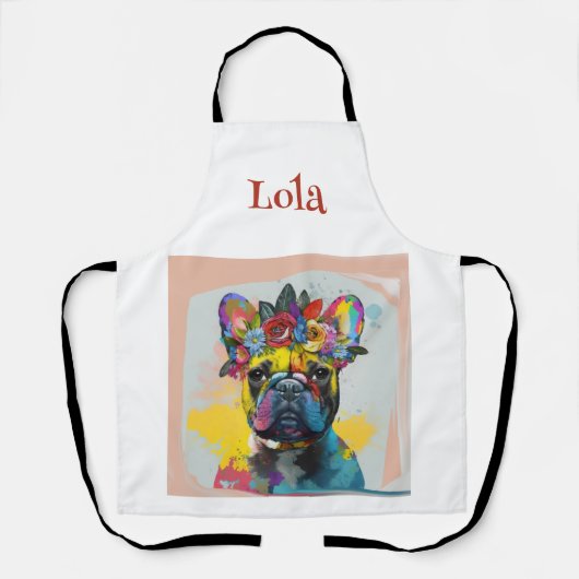 Abstract schilderij van floral French Bulldog Schort (Voorkant)