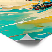 Abstract schilderij van Garnalenboot in een grote Poster (Hoek)