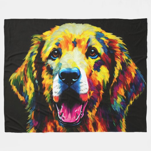 Abstract schilderij van Golden Retriever Fleece Deken (Voorkant (Horizontaal))