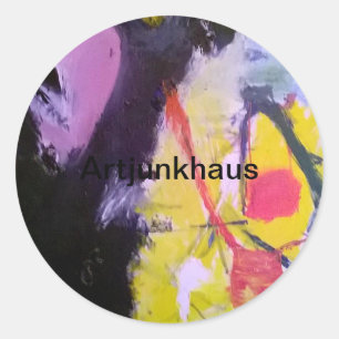 Abstract schilderij van Jeff Hankamer Artjunkhaus Ronde Sticker