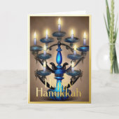 Abstract schilderij van Menorah Gold Cafe Feestdagen Kaart (Voorkant)