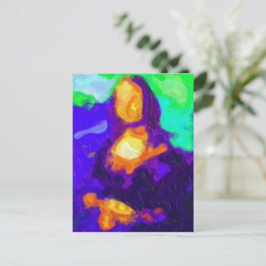 Abstract schilderij van Mona Lisa Briefkaart (Staand voorkant)