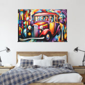 Abstract schilderij van reizigersverlichting van T Canvas Afdruk (Insitu (Slaapkamer))