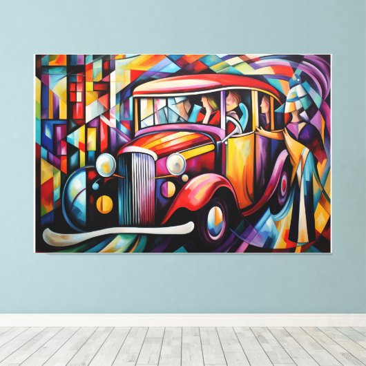 Abstract schilderij van reizigersverlichting van T Canvas Afdruk (Insitu (Houten vloer))