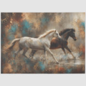 Abstract Schilderij van Rennende Paarden Tissuepapier (Voorkant)