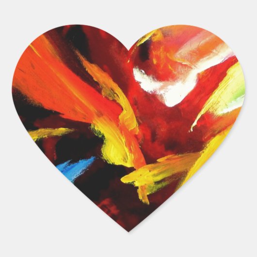Abstract schilderij van Serdar Hizli Hart Sticker (Voorkant)