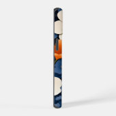Abstract schilderij van sinaasappel en blauwe bloe iPhone 15 case (Rechterkant)