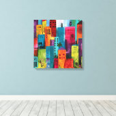 Abstract Schilderij Van Stadsgezicht Canvas Afdruk (Insitu (Houten vloer))