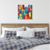 Abstract Schilderij Van Stadsgezicht Canvas Afdruk (Insitu (Slaapkamer))
