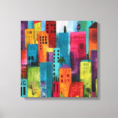 Abstract Schilderij Van Stadsgezicht Canvas Afdruk (Voorkant)
