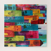 Abstract Schilderij Van Stadsgezicht Legpuzzel (Horizontaal)