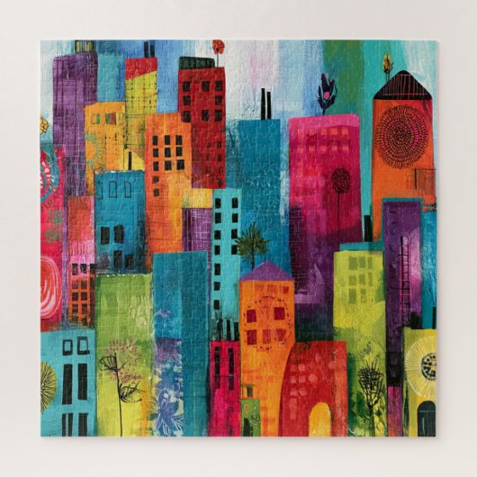 Abstract Schilderij Van Stadsgezicht Legpuzzel (Verticaal)