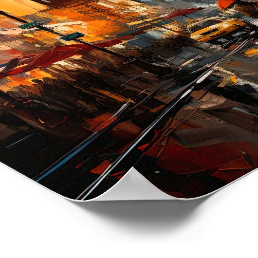 Abstract schilderij van Times Square in NYC Poster (Hoek)