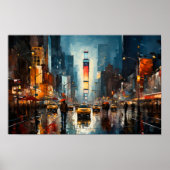 Abstract schilderij van Times Square in NYC Poster (Voorkant)