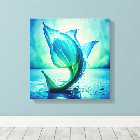 Abstract schilderij van tulp met waterverf canvas afdruk (Insitu (Houten vloer))