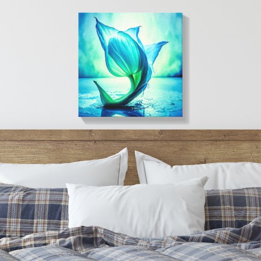 Abstract schilderij van tulp met waterverf canvas afdruk (Insitu (Slaapkamer))