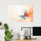 Abstract schilderij van vlinder poster (Thuiskantoor)
