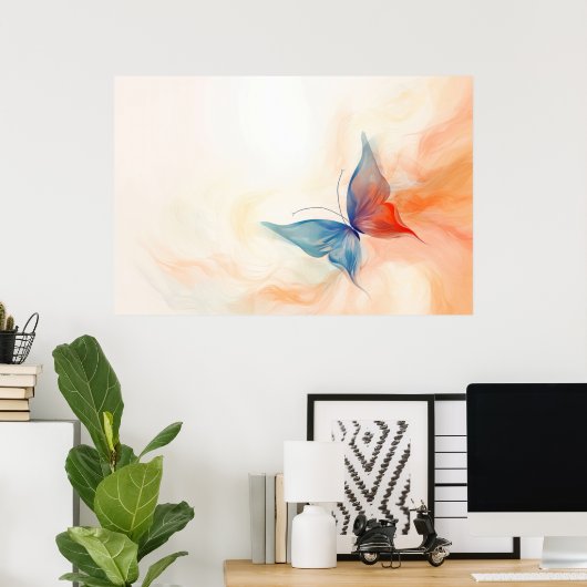 Abstract schilderij van vlinder poster (Thuiskantoor)