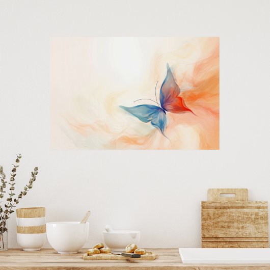 Abstract schilderij van vlinder poster (Keuken)