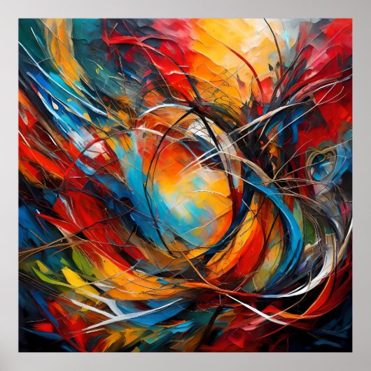 abstract schilderij verloren in bos op zoek weg na poster (Voorkant)